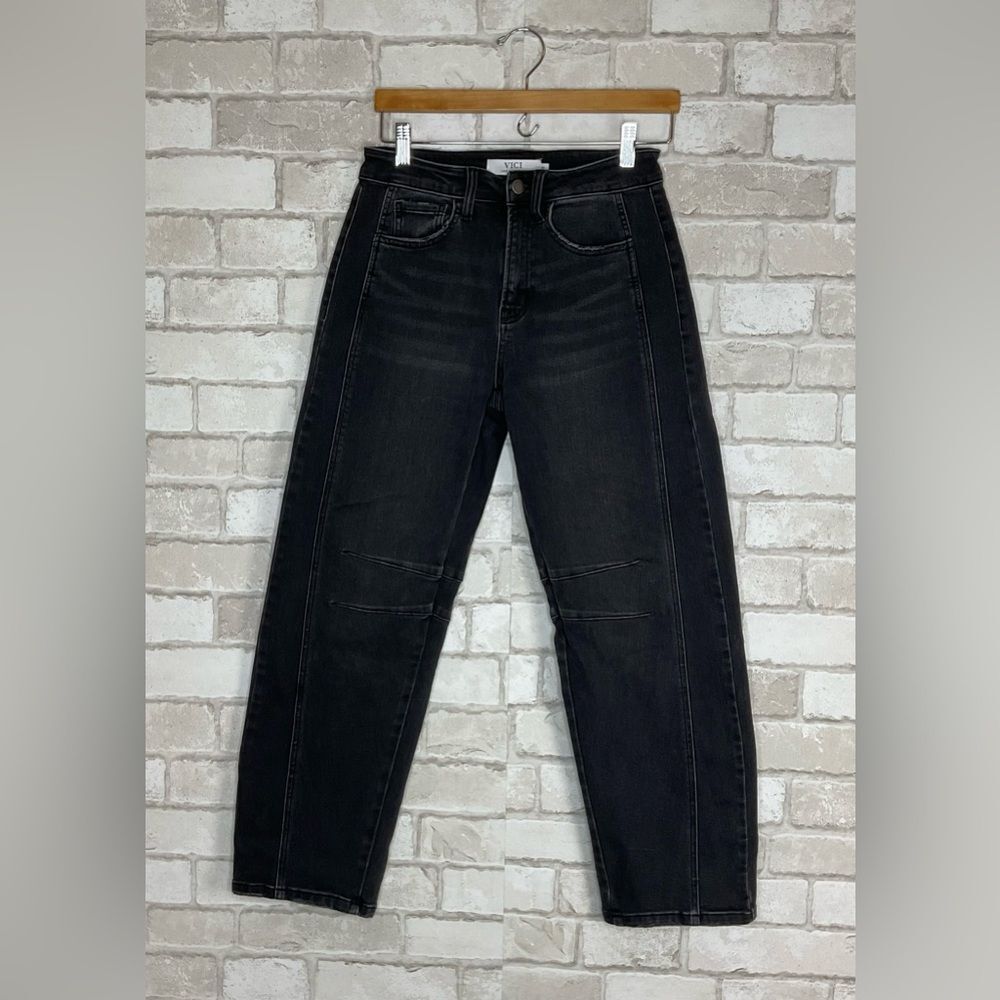 Vici Los Angeles Black Denim Barrel Jeans Size 25
